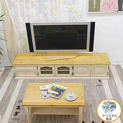 テレビボード巾180cm(ミルキーホワイト色)|ガラス扉|リング取手
