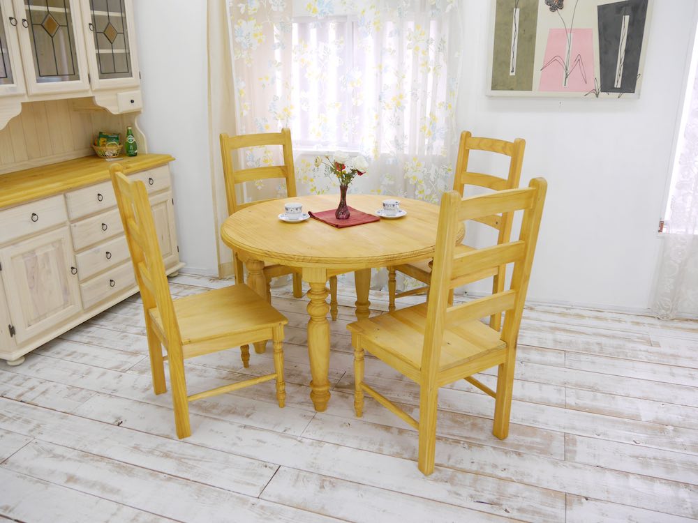 カントリー家具　カフェテーブルセット　110cm丸