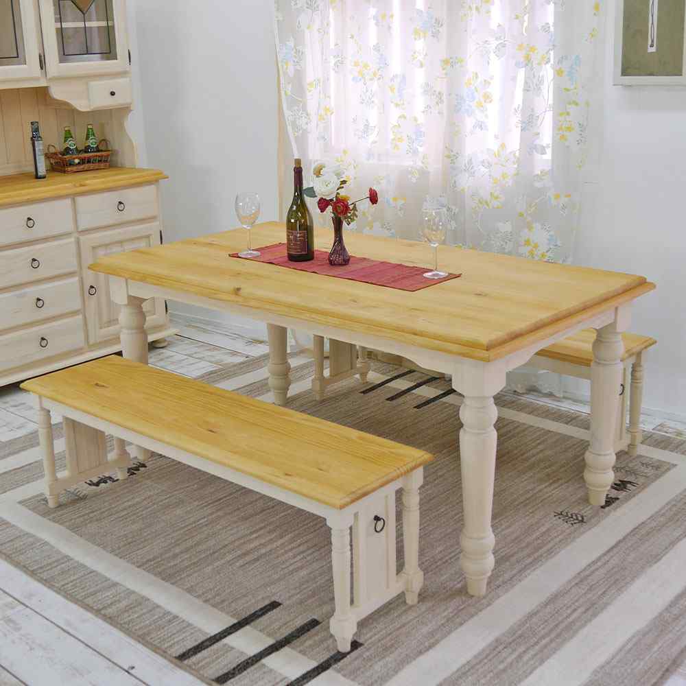 ダイニングテーブル幅160cm+ベンチ幅130cm2台セット