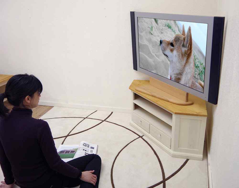 高さ45.5cm白いカントリーコーナーテレビ台