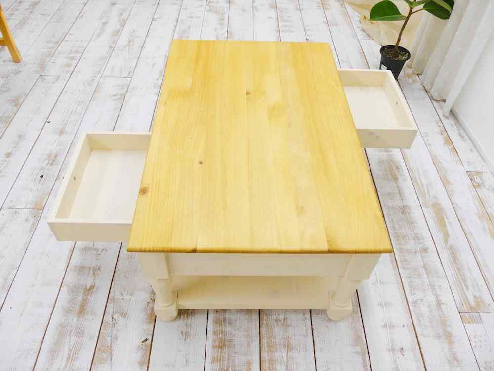 小引出し付フレンチカントリーテーブル