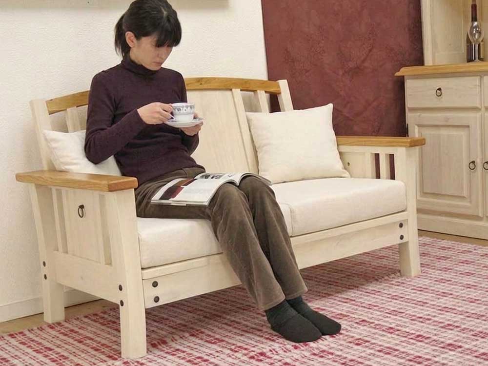 巾140cm2人用白いカントリーソファ